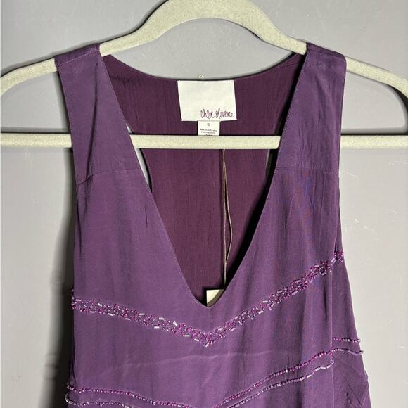 Chloe Oliver Purple Sleeveless Beading Detail Blouse V Neck Size Small - Picture 3 of 6